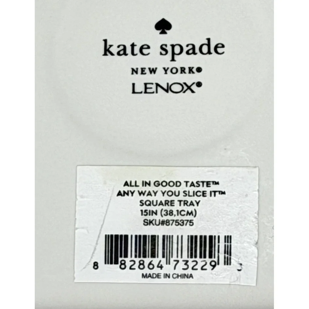 Kate Spade New York Lenox Pizza Platter Large Square Tray Serving Dish Chef New